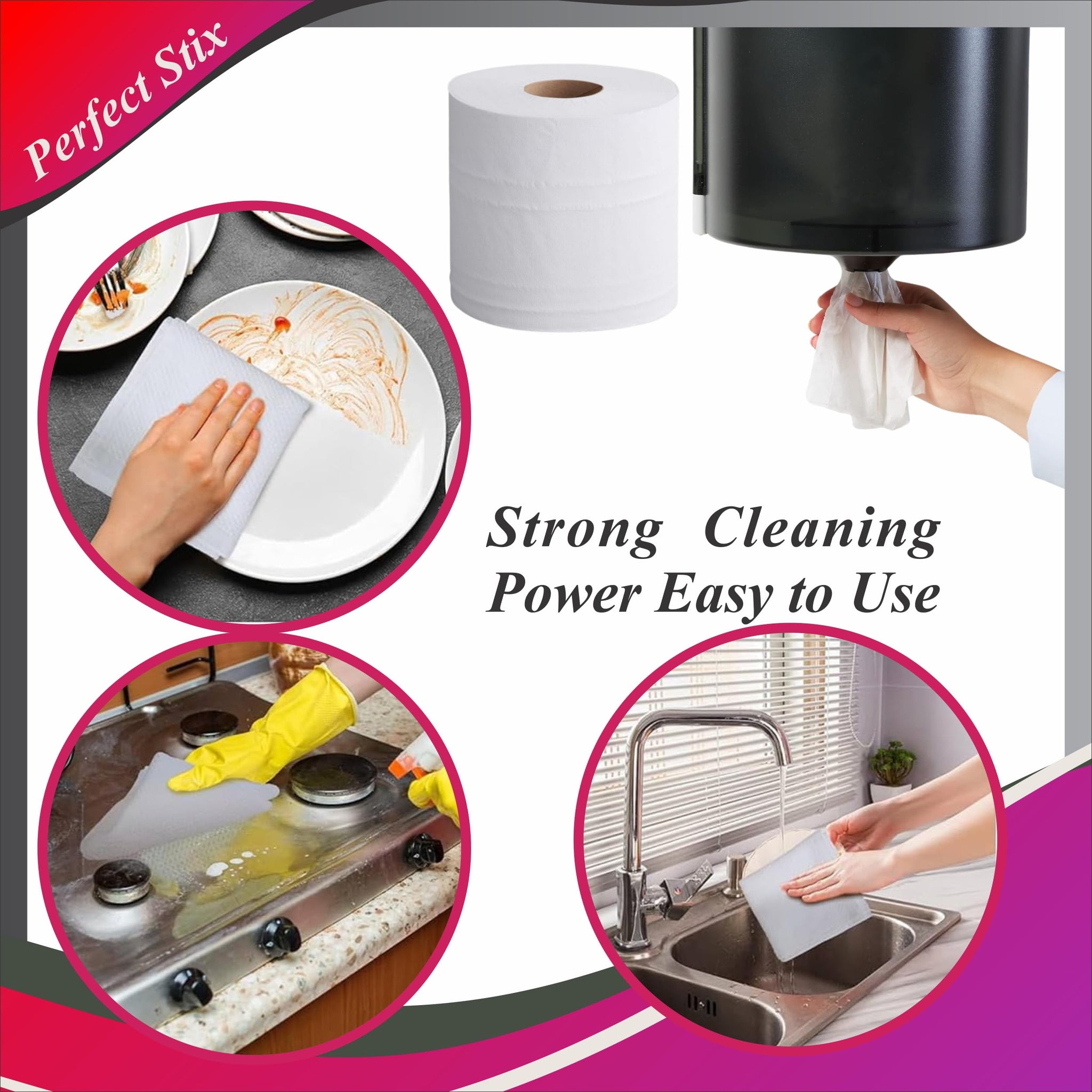 Perfect Stix 10" White Center Pull Paper Towels- Pack of 2ct-600 Sheets Per Roll