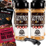 Pit Boss Cowboy Butter Premium Barbecue Mixed Seasoning Spice & Rub 4 pk Choice Bundle (28 oz) + Guide & Keychain Bottle Opener (6 Items)!