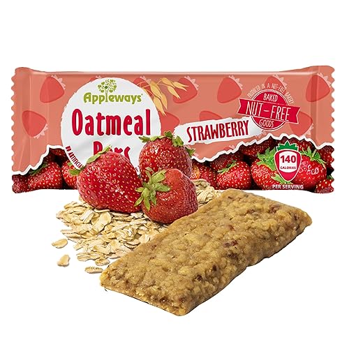 Appleways Strawberry Oatmeal Bars, 1.2 oz, 216 Count - Individually Wrapped, Whole Grain Soft Baked Oat Snack Bars, Healthy and Nut-Free Breakfast Bar