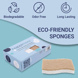 happimess WPE2000A-12SET Natural Plant Based Non-Scratch Sisal Hemp/Cellulose Scrubbing Dish Sponge, Cleaning Sponge for Dishes, Bathroom, Household