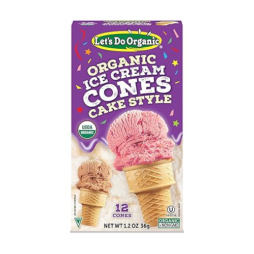 Lets Do Organic Ice Cream Cones - Sugar Cones for Ice Cream, Mini Ice Cream Cones, Ice Cream Cups, Crispy Cones, Mini Cake Cones - 1.2 Oz (Pack of 1)