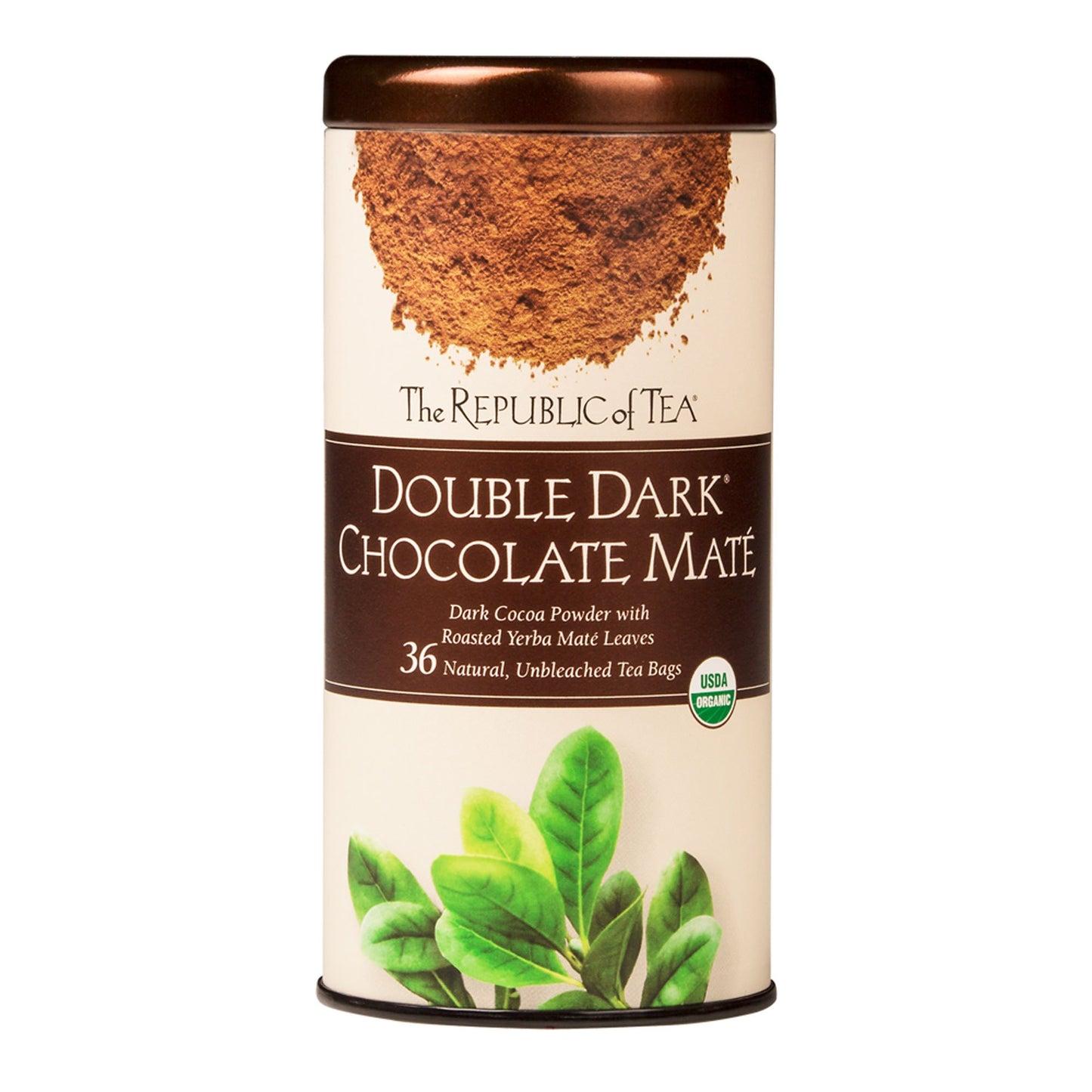The Republic of Tea - Organic Double Dark Chocolate Maté, Naturally Caffeinated Yerba Maté, Steeps 36 Cups