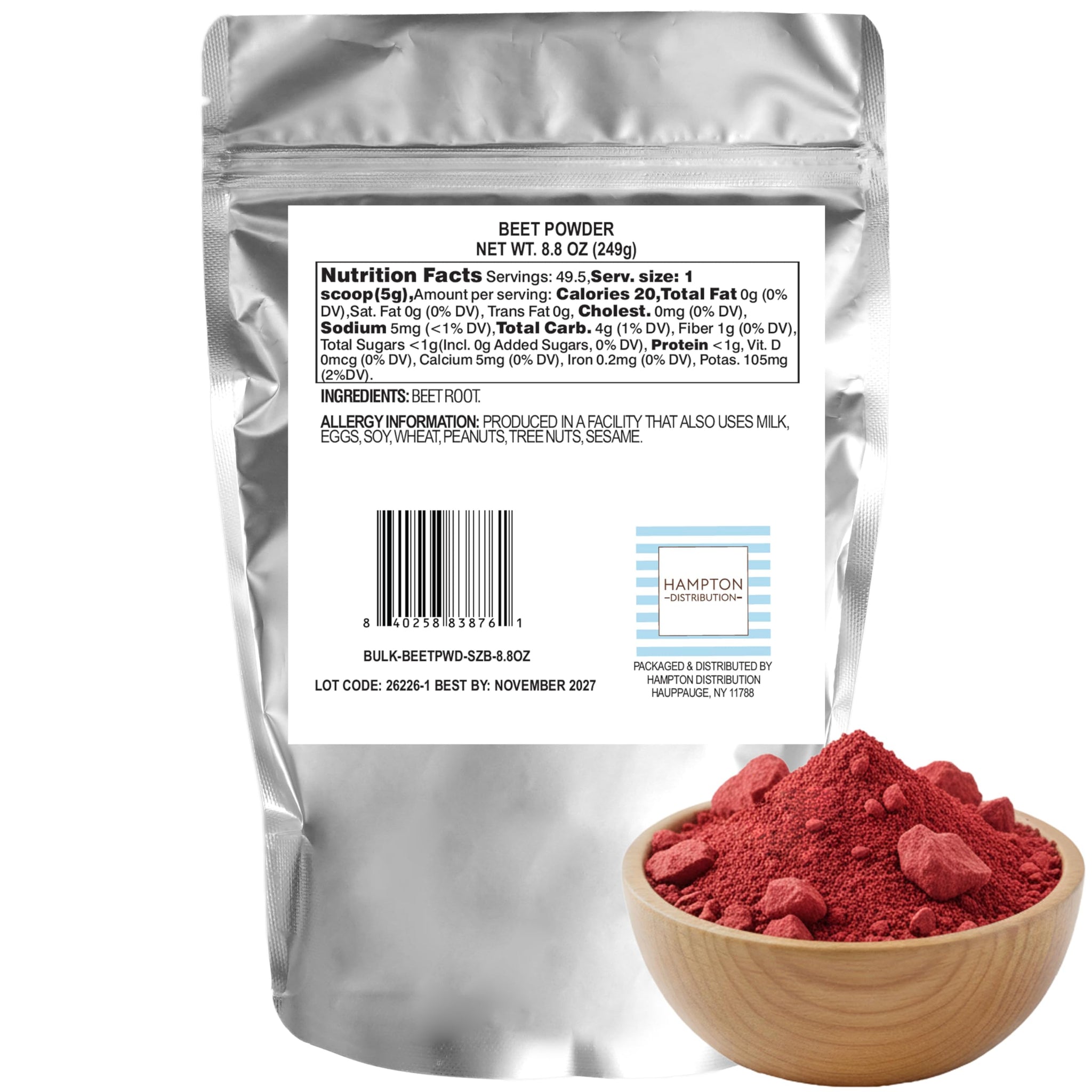 Beet Powder, 8.8 Ounce Resealable Bag, Hampton Distribution