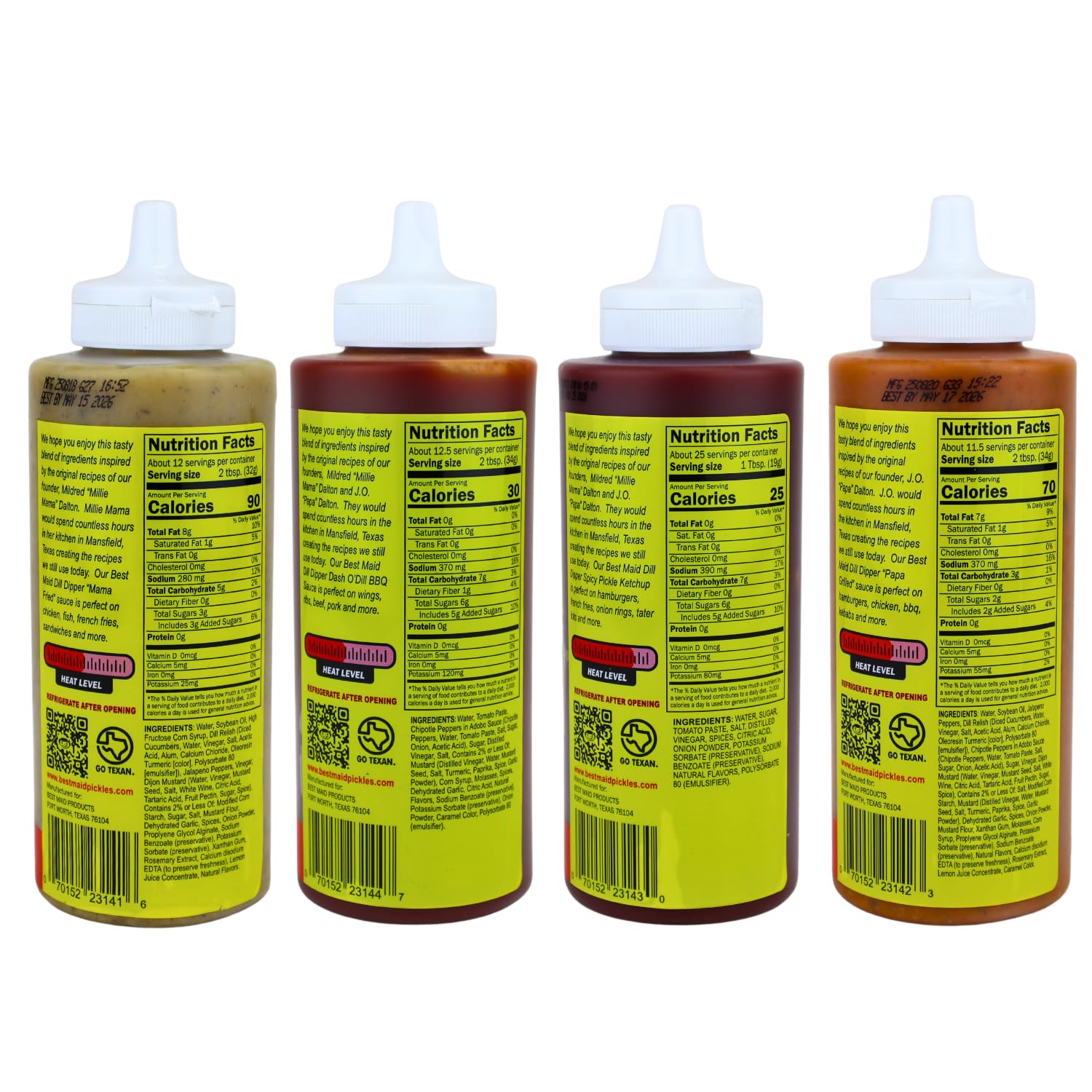 Best Maid Pickle Sauce - Mamma Fried, Dash O’Dill BBQ, Spicy Pickle Ketchup & Papa Grilled - Tangy, Bold & Dill Flavors for Burgers, Fries & BBQ (4