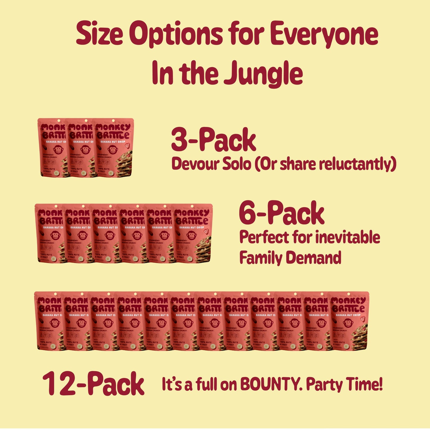 Monkey Brittle Healthy Snacks, Crispy Plant-Based Treats for Kids & Adults, Vegan & Gluten-Free, All-Natural Snack for School, Sports, Camping