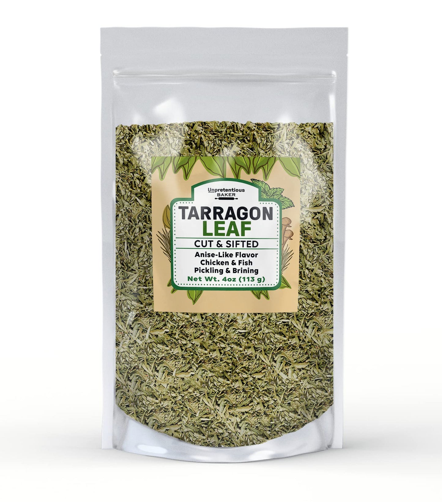 Unpretentious Tarragon, 4 oz, Cut & Sifted, Salads & Soups, Light Anise Flavor