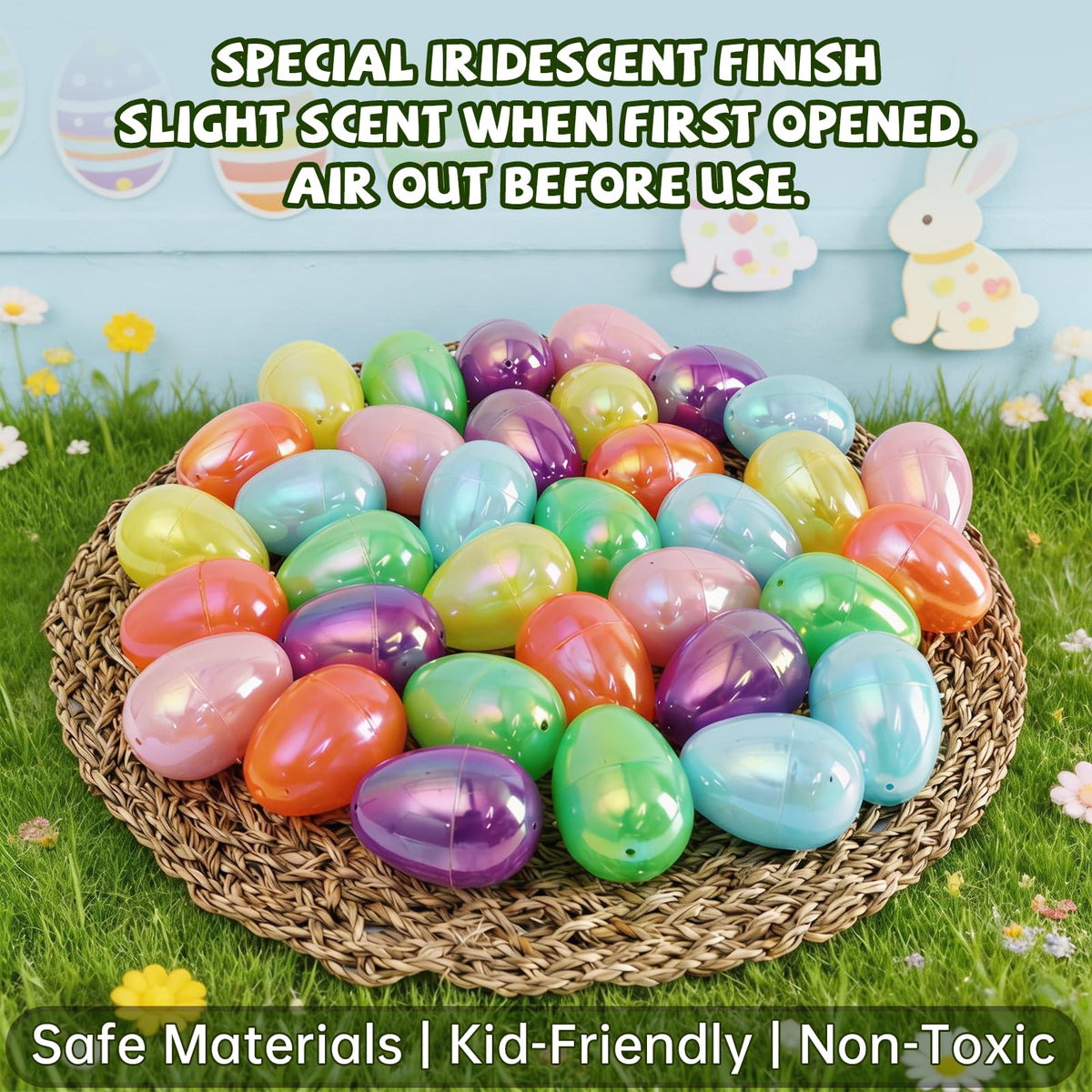 MGparty 36 Pcs 2.3" Fillable Easter Eggs Bulk, Iridescent Plastic Easter Eggs Empty for Easter Egg Hunt, Basket Stuffers, Party Favors, Classroom