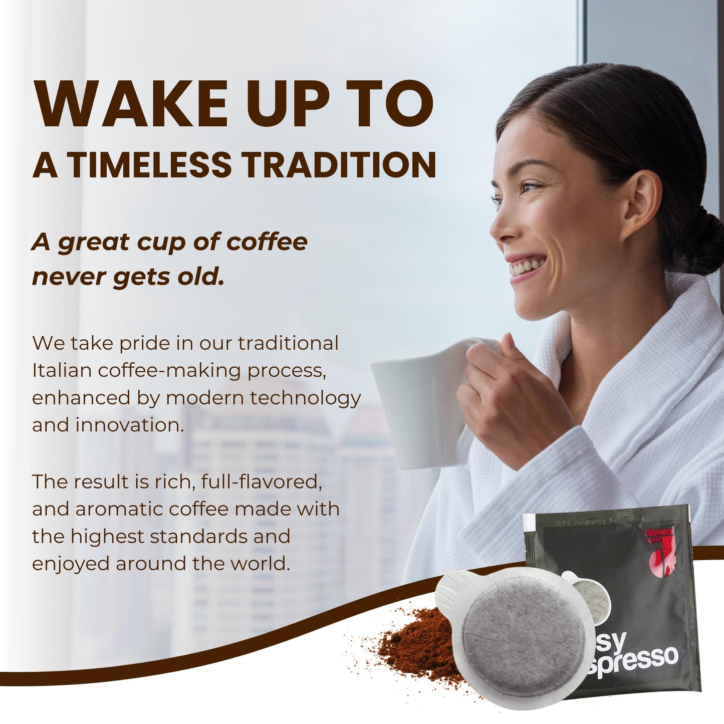 Danesi Caffe Italian ESE Coffee Pods - Medium Roast Easy Serve Espresso Pods for Espresso Machines for Home and Office - Made from Premium Italian