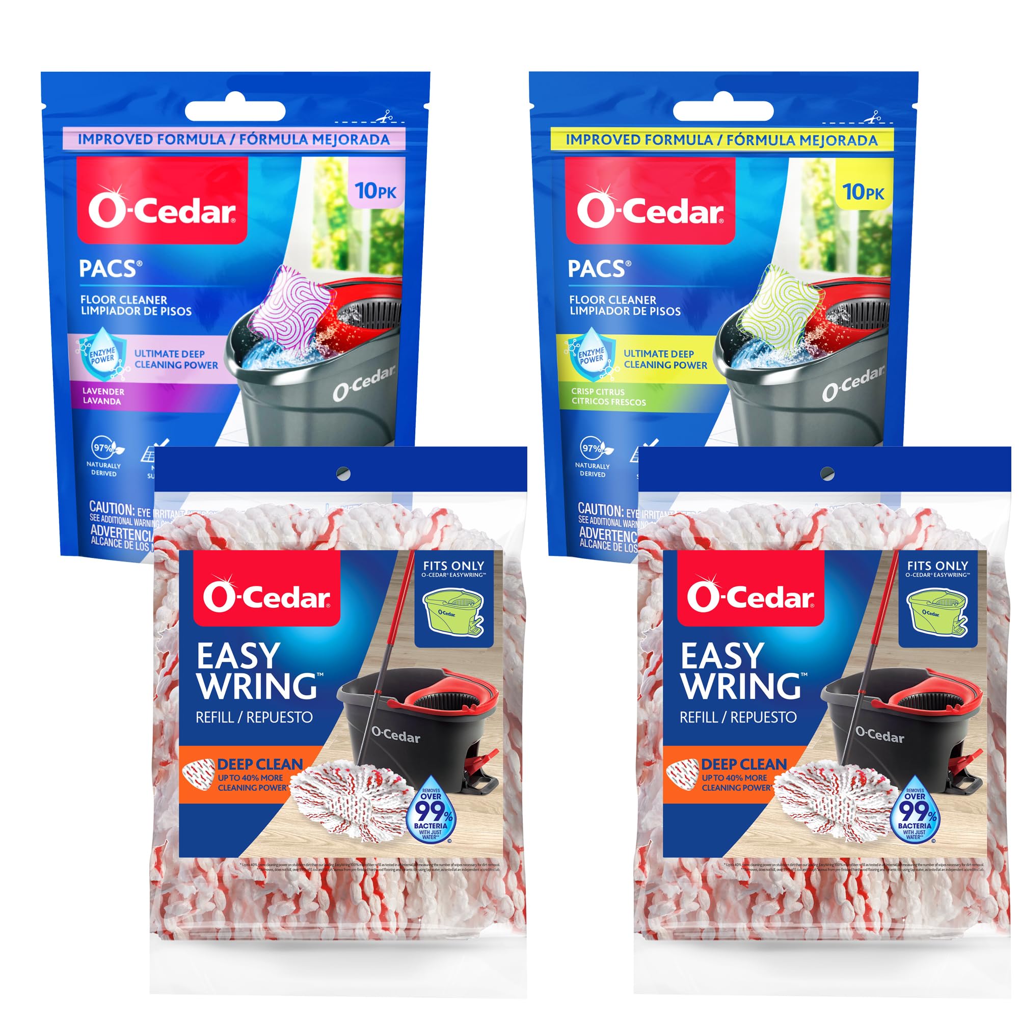 O-Cedar 2 Deep Clean Refills + 1 Citrus and 1 Lavender Pacs (Variety Pack)