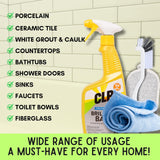 Cozy Home Luxe Bundle - 2 Pack CLR Brilliant Bath Cleaner Bundle With Microfiber Towel, Grout Brush & Scrub Sponge - 26oz CLR Bathroom Cleaner Spray