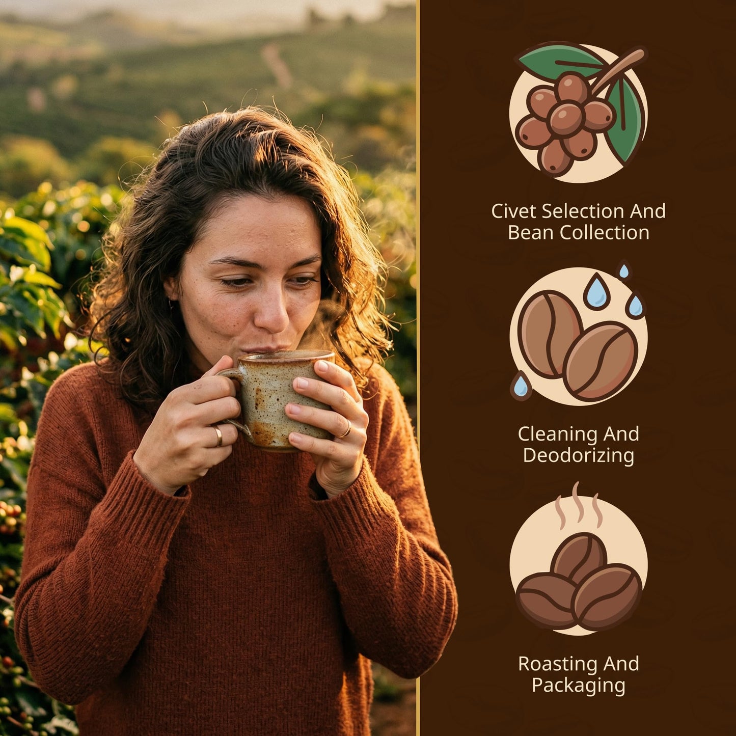 Gate to Nature Wild Civet Arabica Coffee Whole Beans, Freshly Made Luxury Kopi Luwak Coffee Bean, Dark Roast Kopi Luwak Coffee Gifts, Produce in best