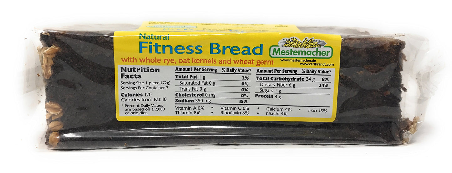 Mestemacher Natural High Fiber Bread Variety Pack - Fitness, Rye & Sunflower Seed - Whole Grain, Vegan, Non-GMO, Kosher - 17.6 oz Each (3-Pack)