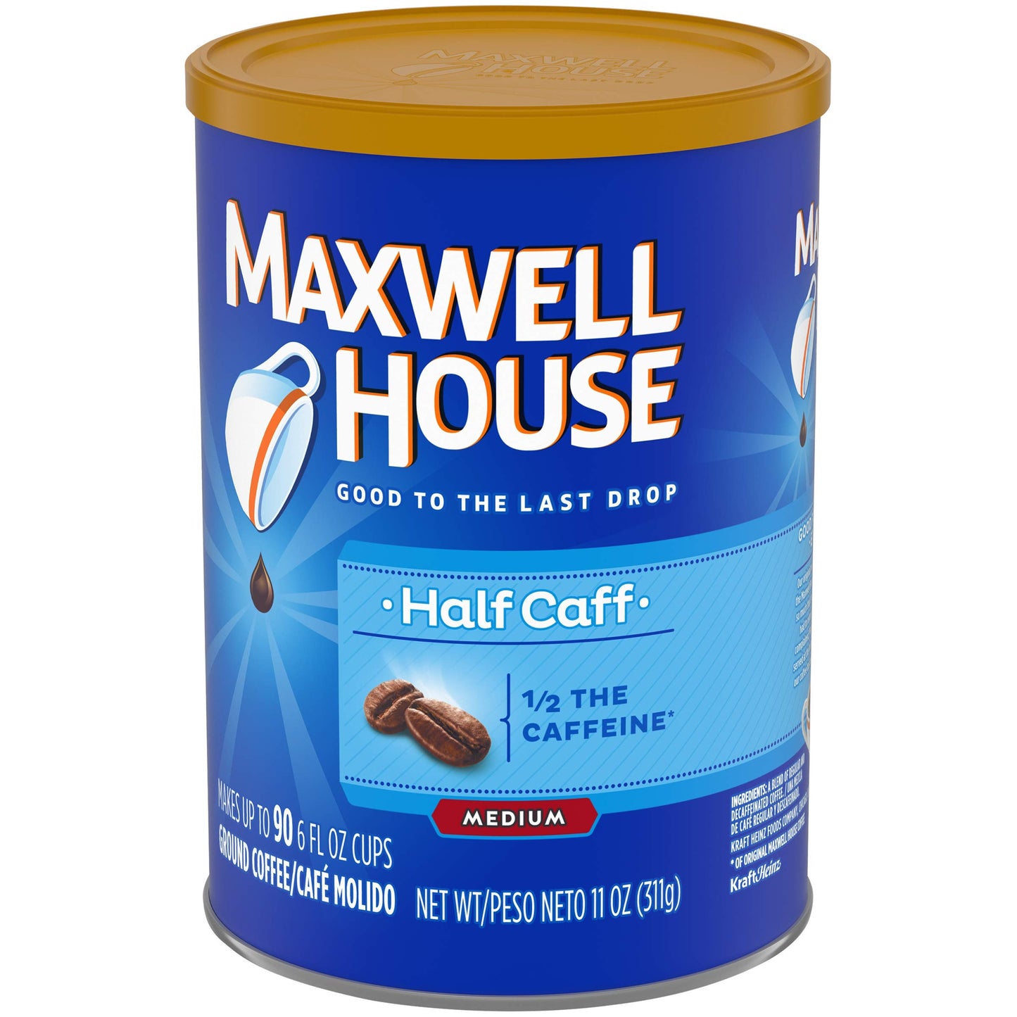 Maxwell House Half Caff Medium Roast Ground Coffee (11 oz Canister)