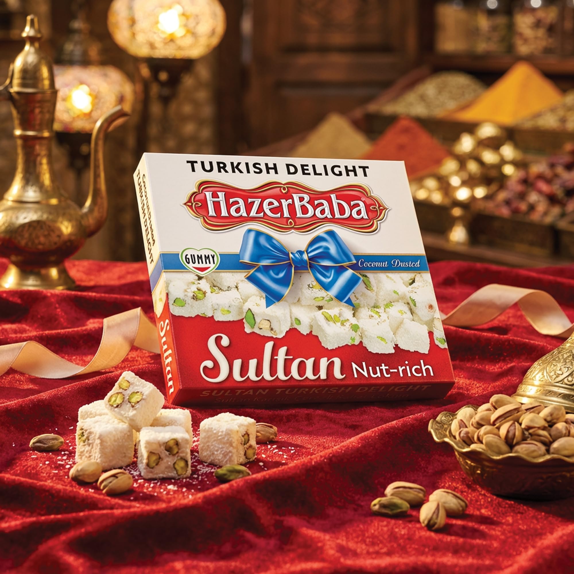 HazerBaba Coconut Dusted Turkish Delight Candy,%15 Nut-rich, 7oz(Pack of 1)