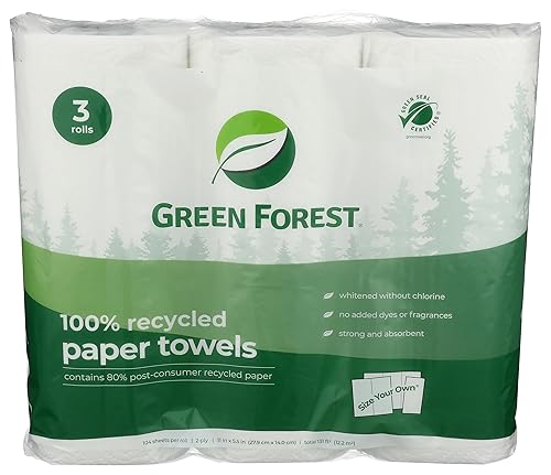 Green Forest 3-Roll Size Your Own Towels, White