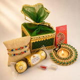 LoveNspire Raksha Bandhan Premium Gift Hamper for Brother & Bhabhi - Designer Rakhi Bracelet Set with Elegant Gift Box, Chocolates, & Roli Chawal