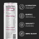 PHX Hydration Energy Drink - 700mg Electrolytes, 200mg Natural Green Tea Caffeine, 100% Daily Value 8 Essential Vitamins - 12 oz Cans (12 Pack) (12
