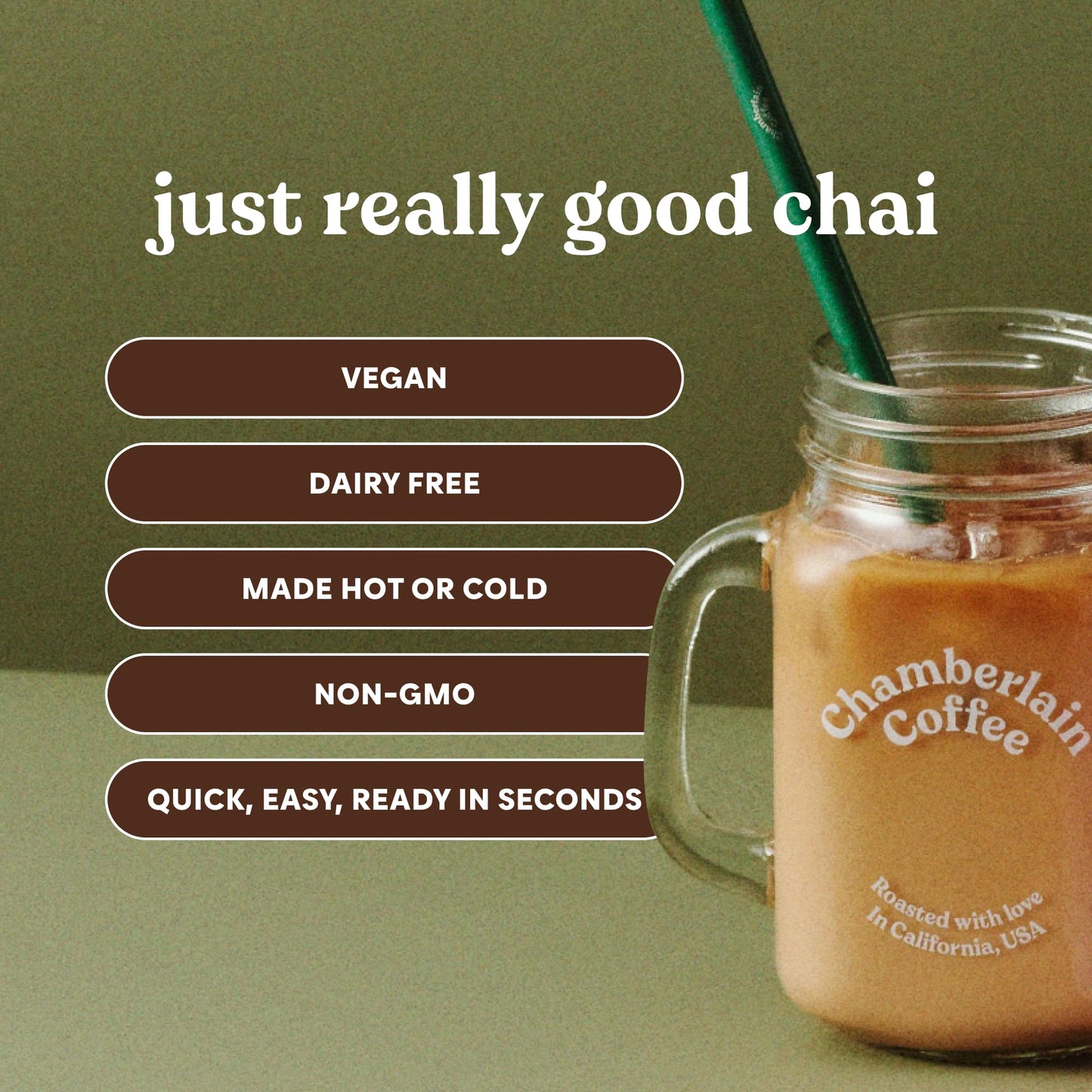 Chamberlain Coffee Chai Tea Mix - Vegan Chai Tea Latte, Made with Oat Milk and Spices, Creamy Powder for Hot and Iced Instant Latte, Cafe Quality - 10
