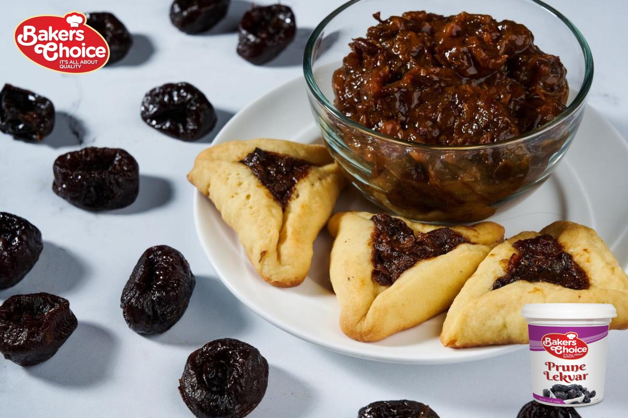 Prune Butter Lekvar Pastry Filling, 12 oz. - Creamy Spread and Topping for Cakes and Desserts - Kosher, Dairy-Free, and Vegan by Baker's Choice