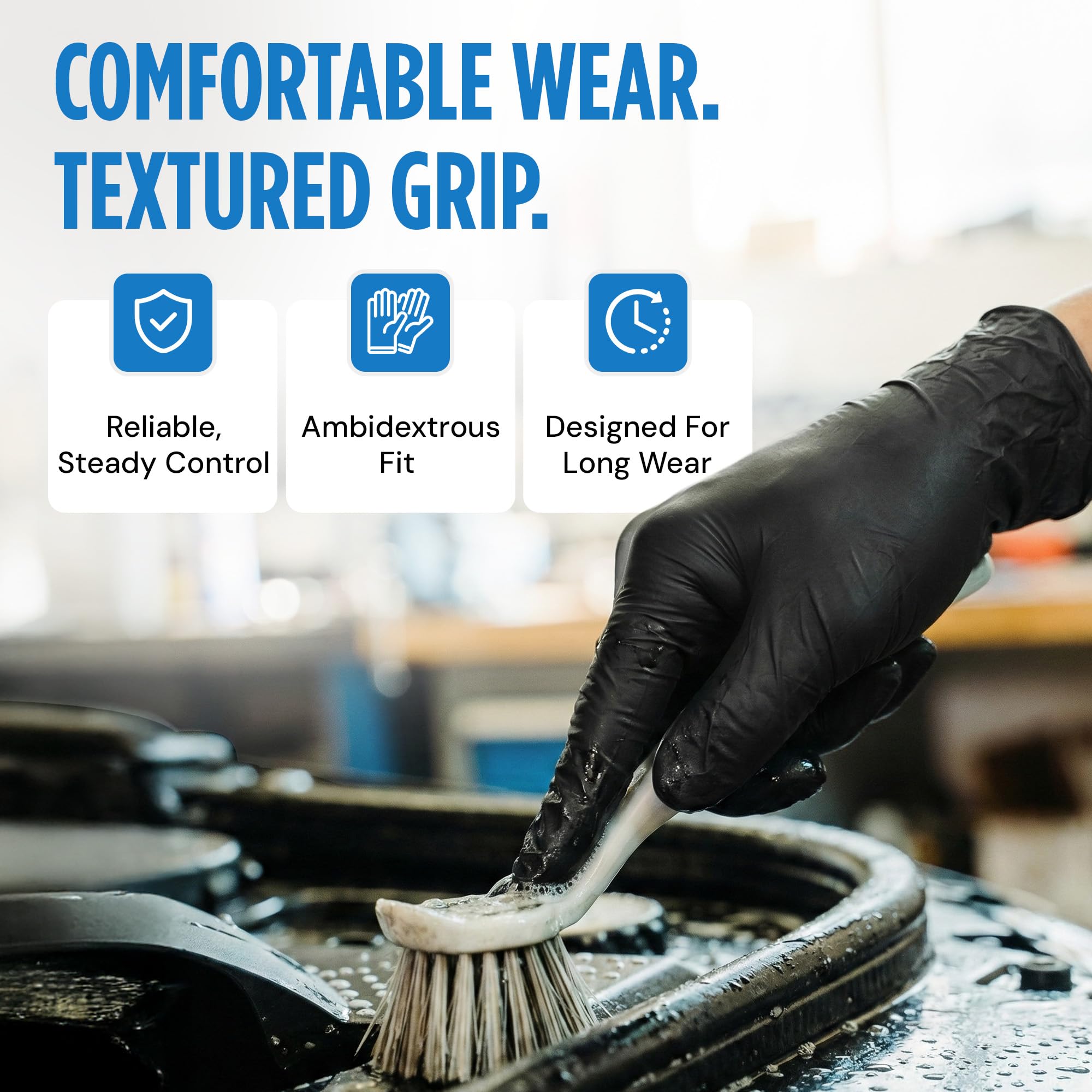 SAFEKO Heavyweight Nitrile Gloves | Black | 5 Mil | Large | 100 Gloves, Latex Free, Powder Free | 6027BX