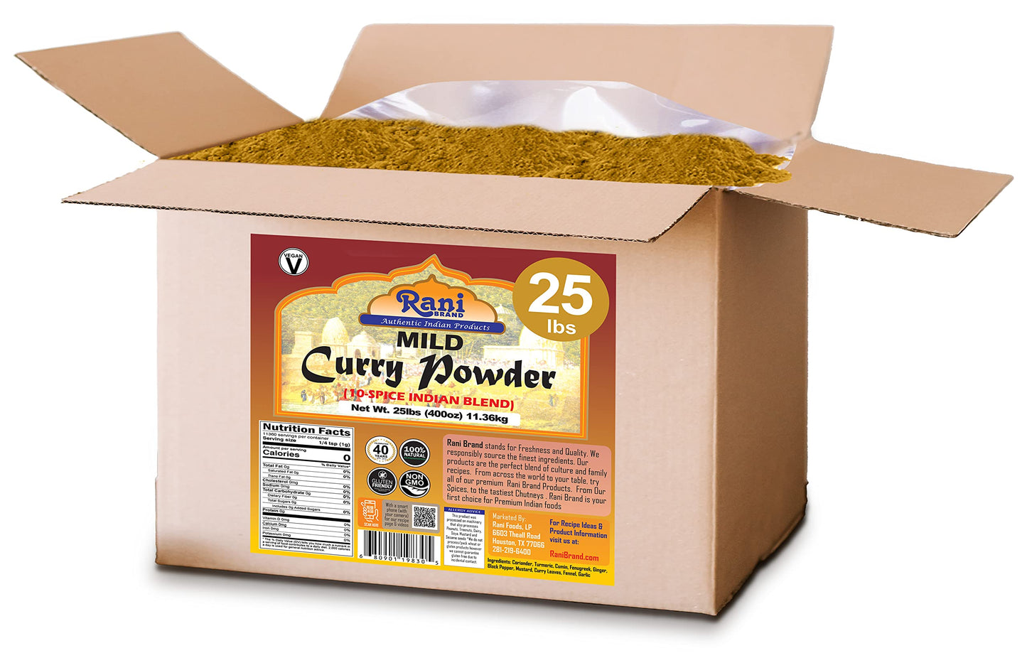 Rani Curry Powder Mild (10-Spice Authentic Indian Blend) 400oz (25lbs) 11.36kg Bulk Box ~ All Natural | Salt-Free | NO Chili or Peppers | Vegan | No