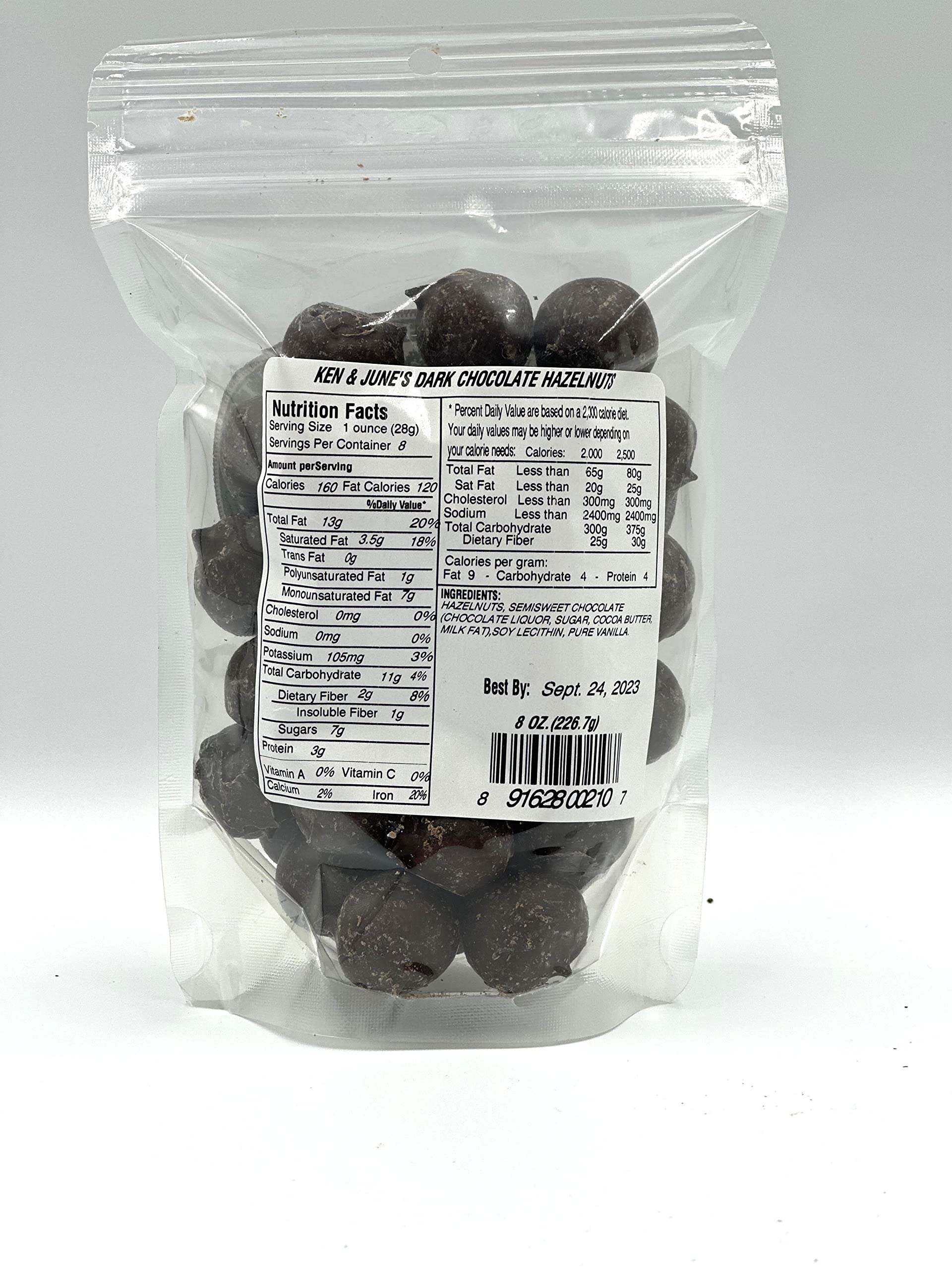 Dark Chocolate Coated Hazelnuts - 8 Oz Bag