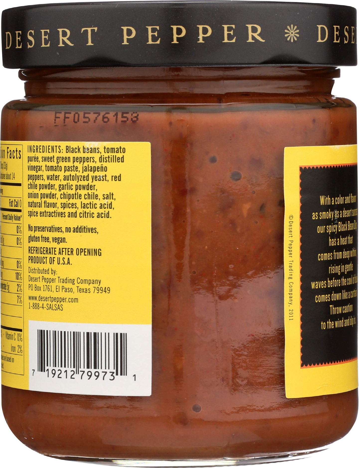 Desert Pepper Trading Company , Spicy Dip, Black Bean, 16 Ounce