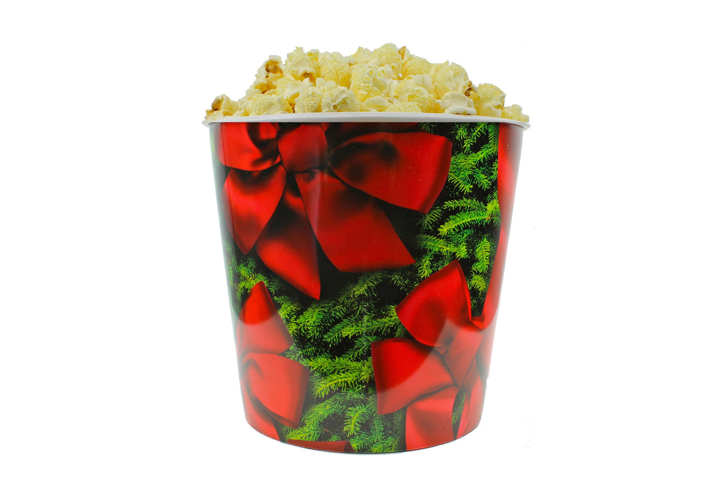 Signature Popcorn, 1-gallon Holidays Red Bow Reusable Plastic Tin - Butter - Christmas/Holiday Gift
