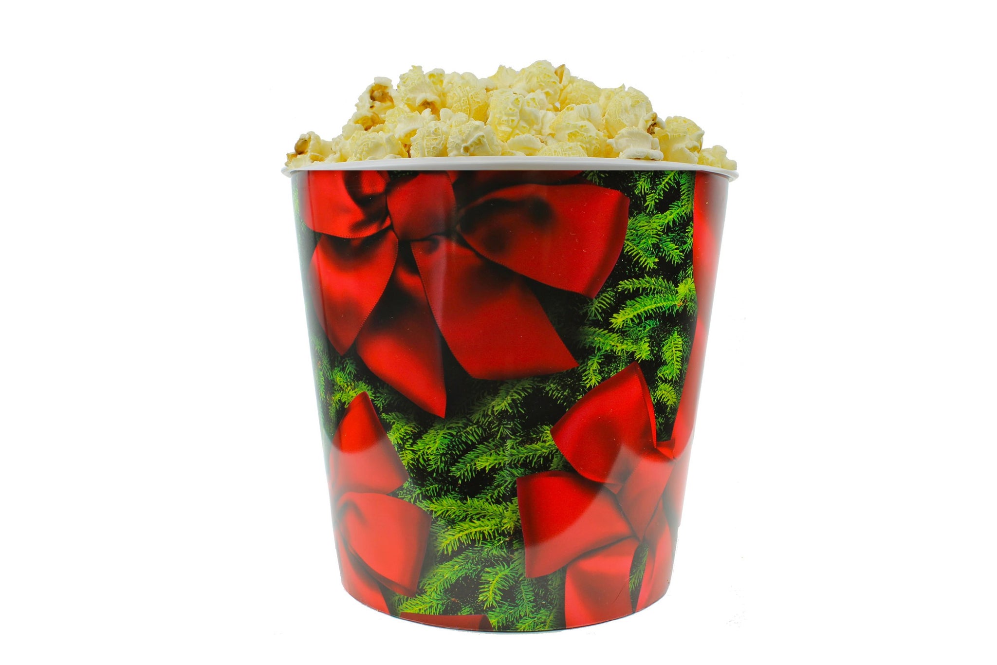 Signature Popcorn, 1-gallon Holidays Red Bow Reusable Plastic Tin - Butter - Christmas/Holiday Gift