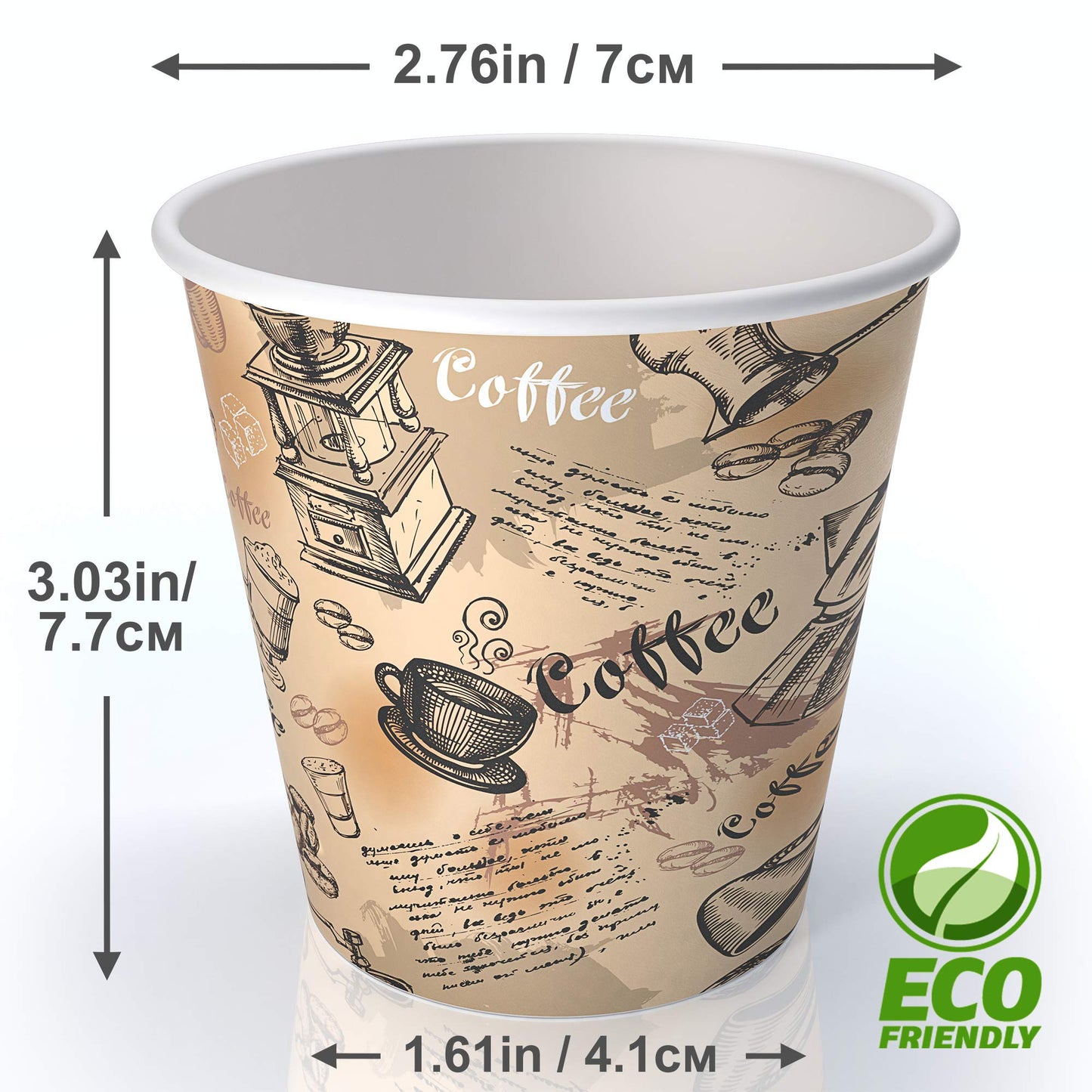 6 oz Paper Cups for Coffee and Tea - Decorated Office Disposable Water Paper Cups