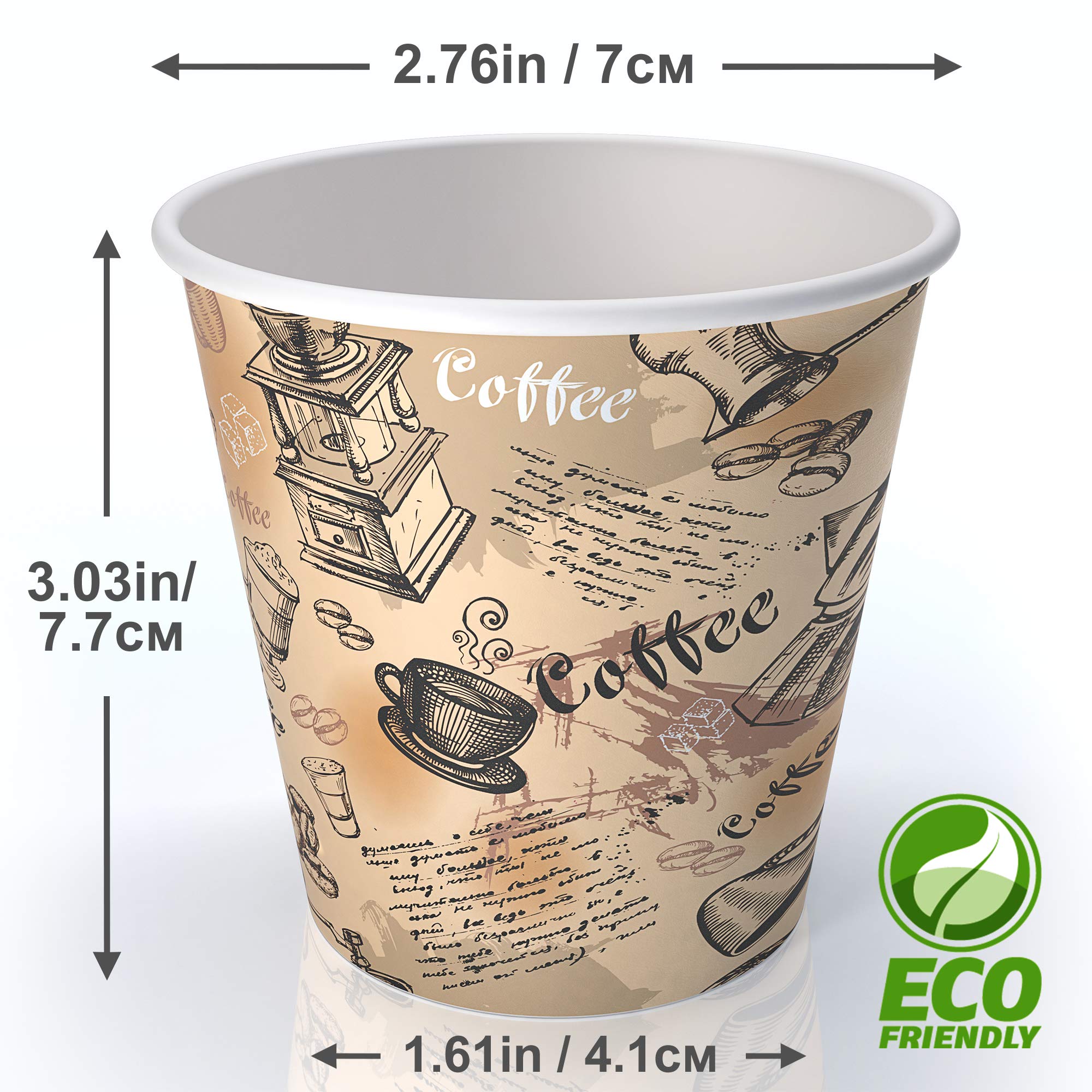 6 oz Paper Cups for Coffee and Tea - Decorated Office Disposable Water Paper Cups