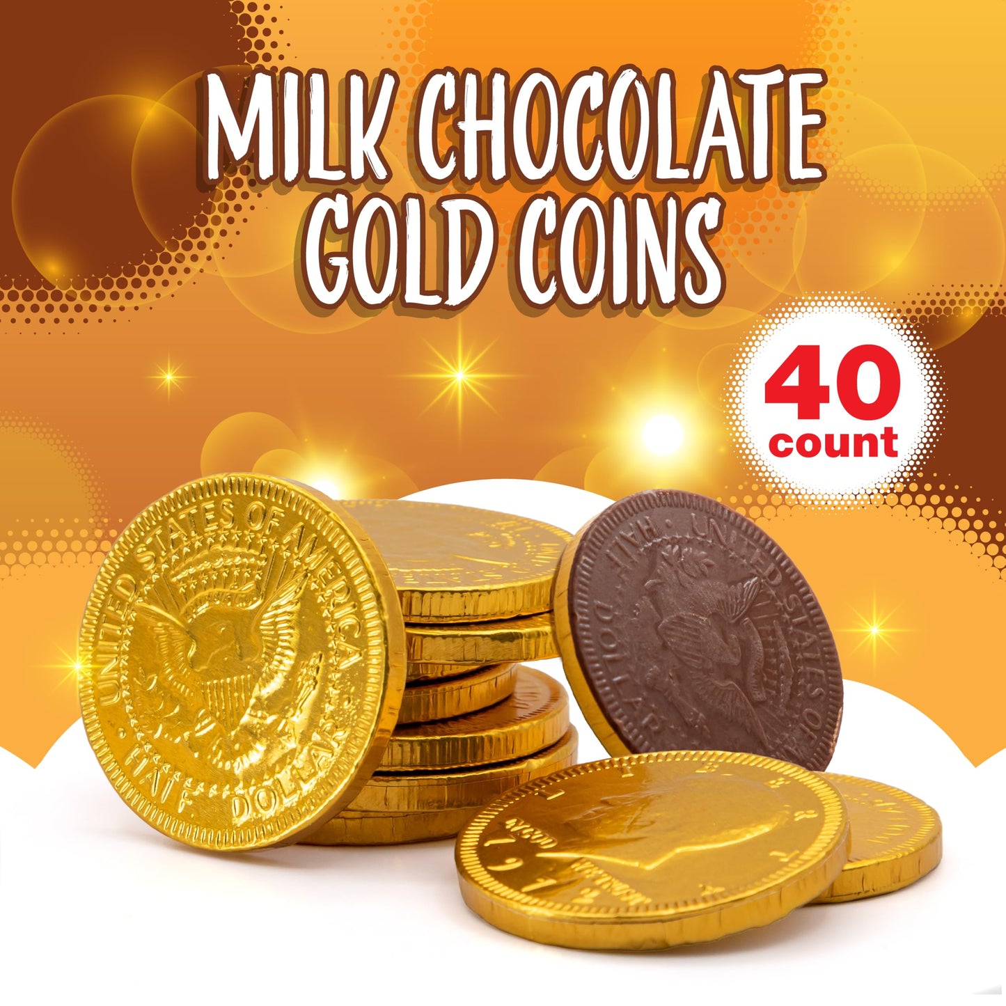 Chocolate Coins | 40 Count Bag | Chocolate Gold Coins | Individually Wrapped Candy for Party Favors, Buffets, Goodie Bags, Holidays, and Celebrations