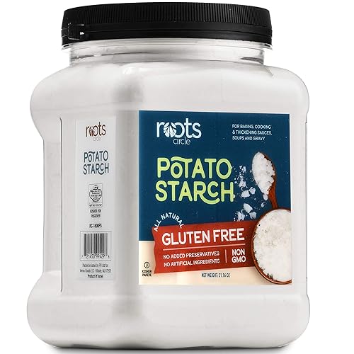 Roots Circle Gluten-Free Potato Starch | 1 Pack of 21oz Jar | No Preservatives or Artificial Ingredients | Kosher for Passover Thickener for Soups