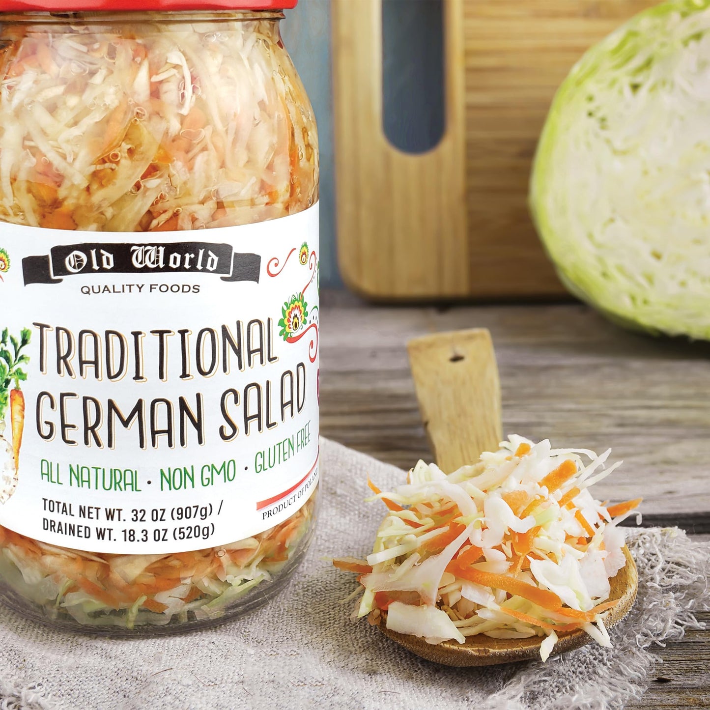 European Salad Set - Four 32 Oz Jars of Pickled Vegetables includes German Salad, Greek Salad, Beet & Leek Salad, and Marinated Peppers