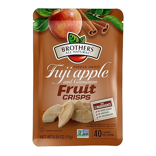 Brothers All Natural Freeze Dried Fruit Crisps, Fuji Apple & Cinnamon, 0.35 Oz (Pack of 24), Made with 100% Fruit, Gluten Free, Soy Free, Vegan