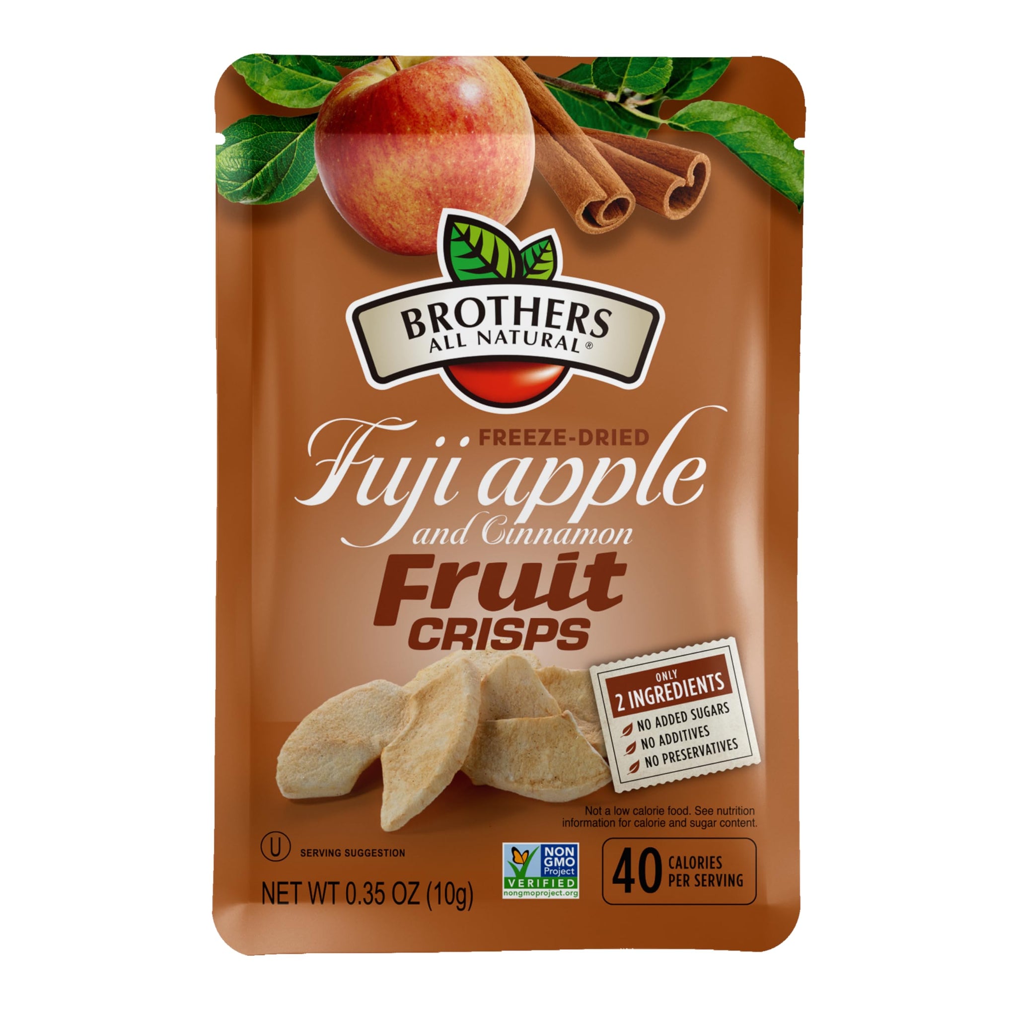 Brothers All Natural Freeze Dried Fruit Crisps, Fuji Apple & Cinnamon, 0.35 Oz (Pack of 24), Made with 100% Fruit, Gluten Free, Soy Free, Vegan