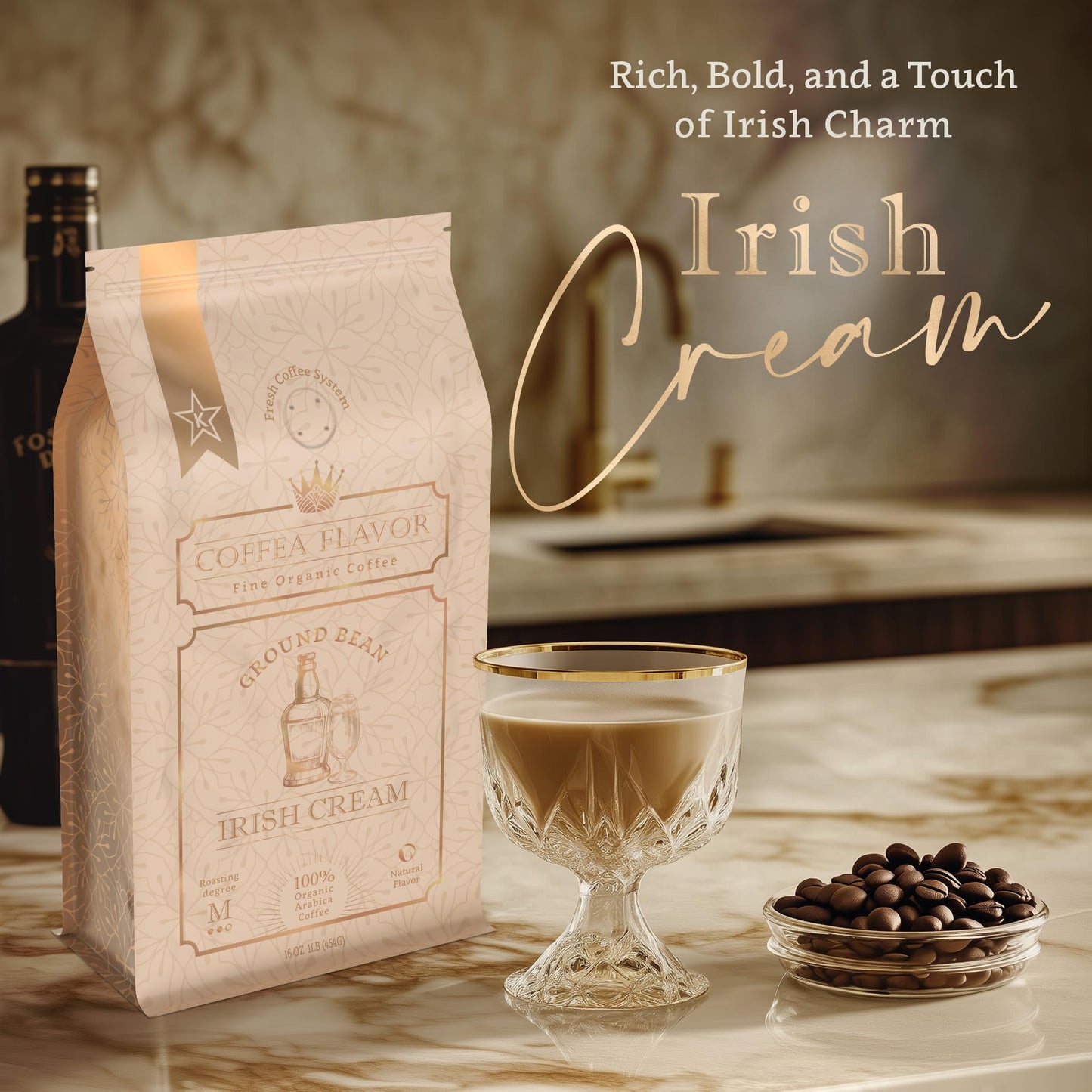 Irish Cream Flavored Ground Coffee - 100% Arabica, No Artificial Sweeteners, Organic, Naturally Flavored, Medium Roast, Single Origin - by Coffea