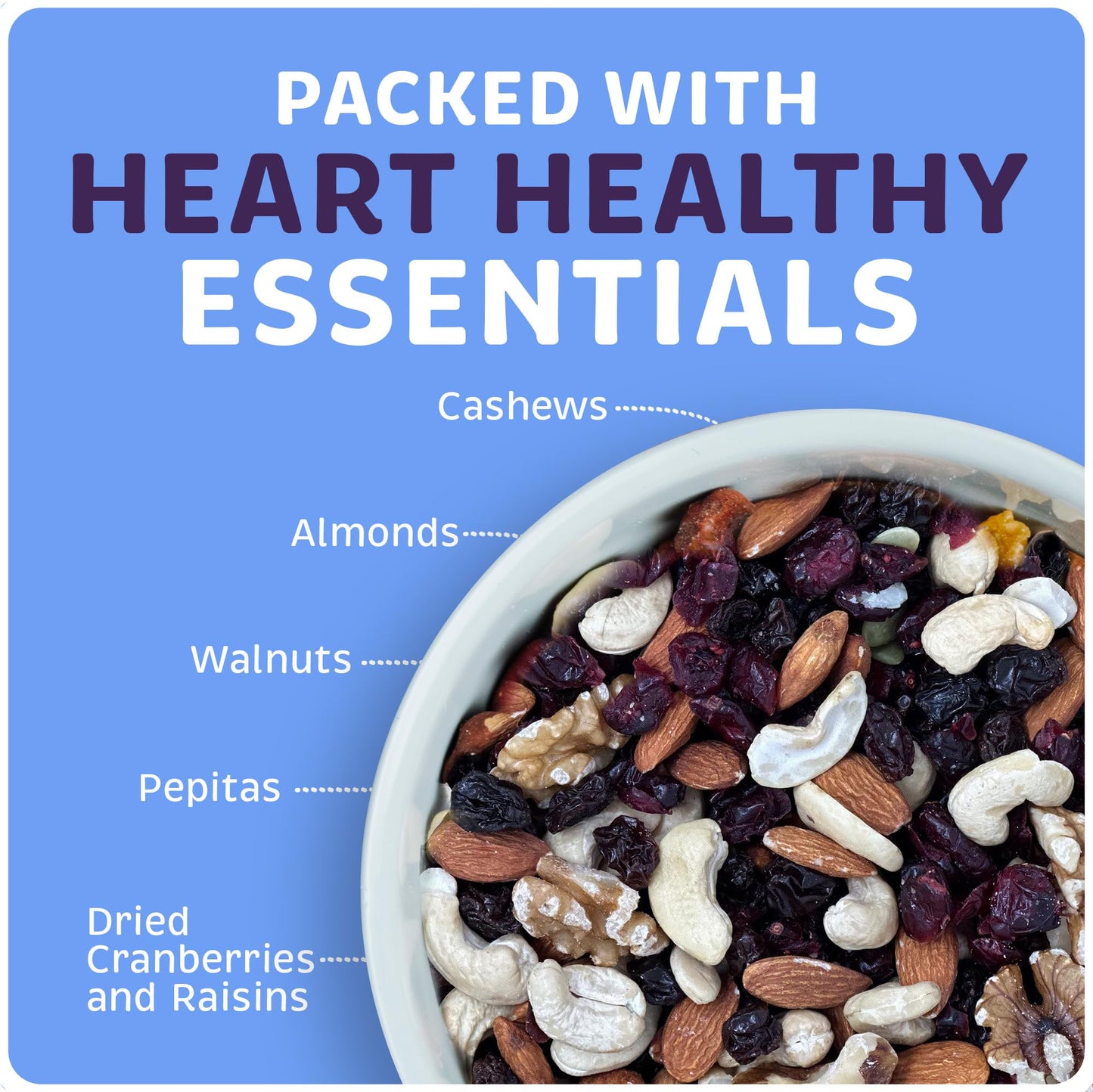 Superior Nut Chicago Heart Healthy Mix - Trail Mix Nuts - Nut Mix w/ Cashews, Almonds, Walnuts, Dried Cranberries & Raisins - Rich in Antioxidants