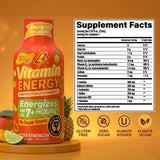 Vitamin Energy Tropical Infusion Extra Strength Energy Shot, 24 Pack - Up to 7 Hrs, 260mg Natural Caffeine, Zero Sugar - BCAAs + CoQ10, Focus Support