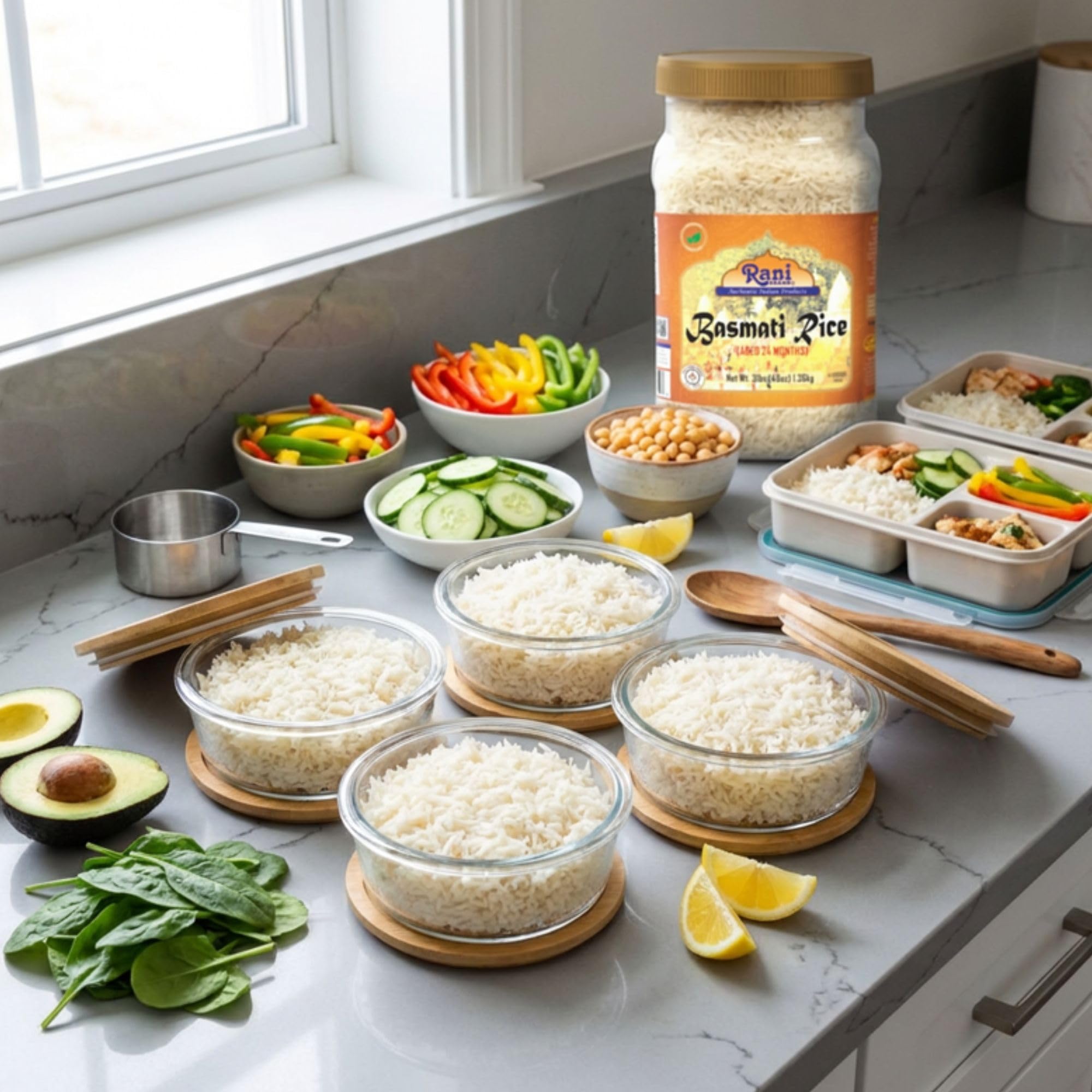 Rani Platinum White Basmati Rice Extra Long Aged 48oz (3lbs) 1.36kg PET Jar ~ All Natural | Gluten Friendly | Vegan | Indian Origin | Export Quality