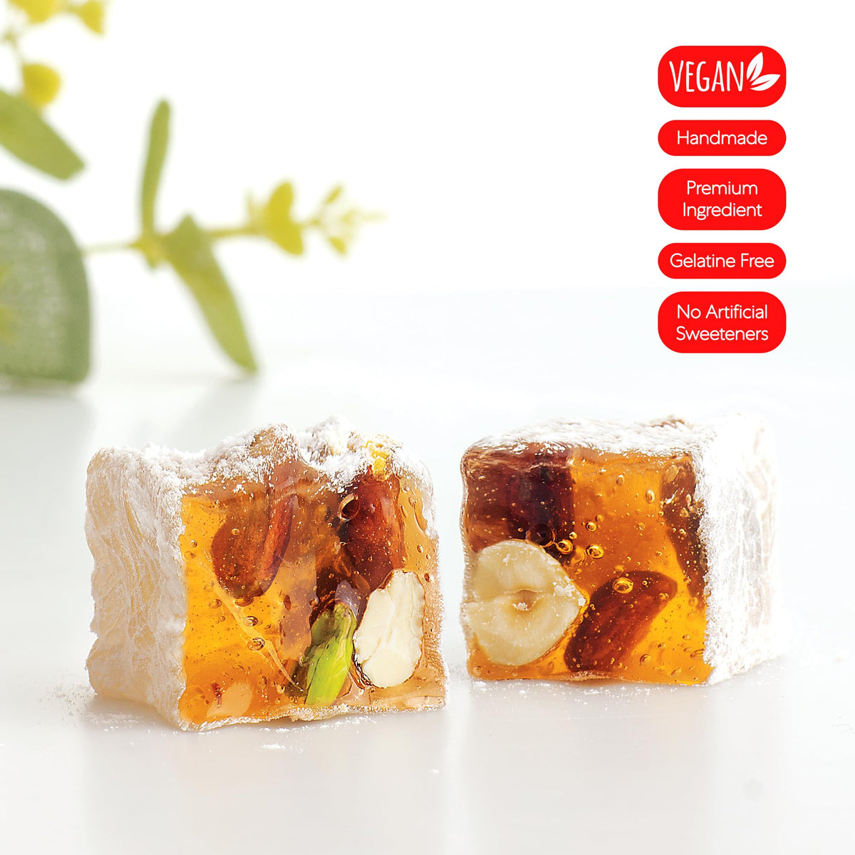 HazerBaba Turkish Delight Candy with Nuts & Raspberry, 16oz (Pack of 1)