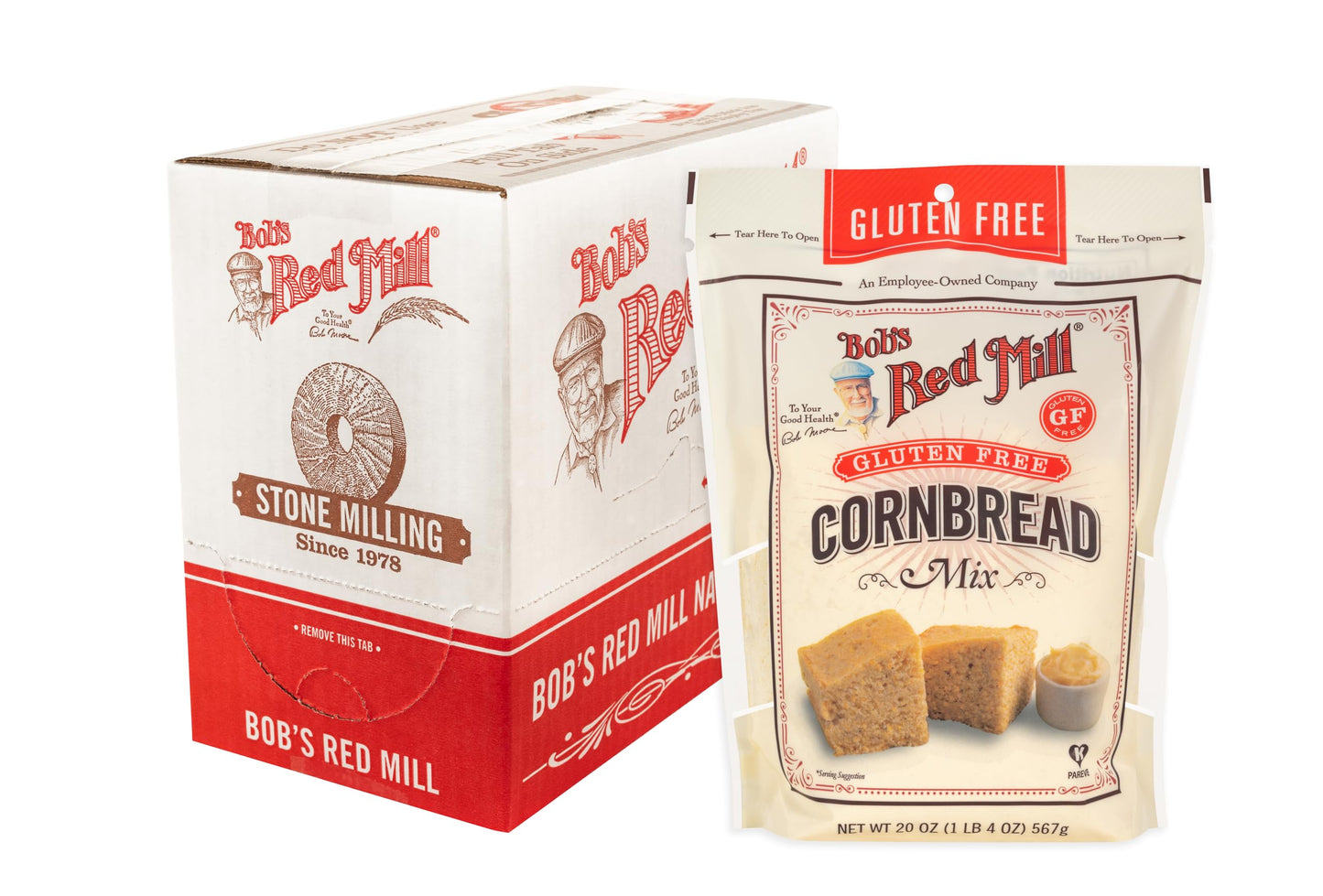 Bob's Red Mill Gluten Free Cornbread Mix, 20oz (Pack of 1) - Gluten Free, Kosher, Package makes one 9”x9” Pan or 12 Muffins - Moist, Light Texture