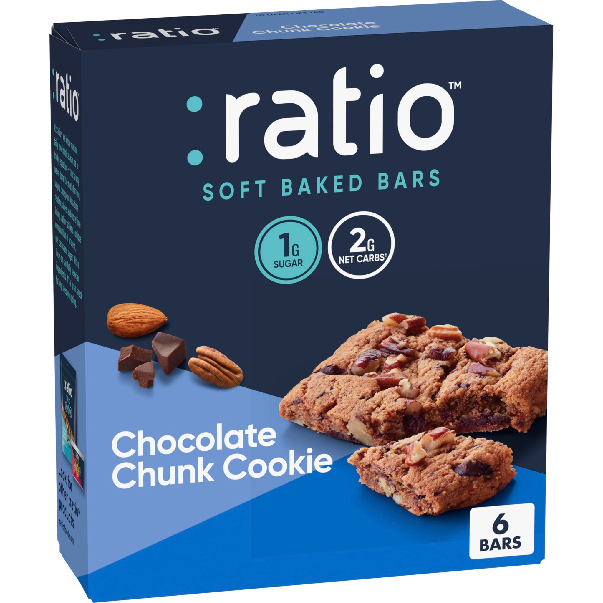 ratio Ratio Soft Baked Bars, Chocolate Chunk Cookie, 1g Sugar, Ket, 32.04 OZ
