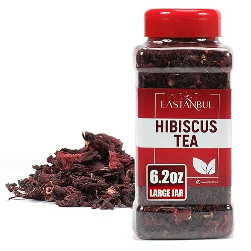 Eastanbul Hibiscus Tea Loose Leaf, 6.2oz, Mediterranean Hibiscus Flower Tea, Jamaica Leaves, Flor de Jamaica, Dried, Natural, Caffeine Free, Vegan
