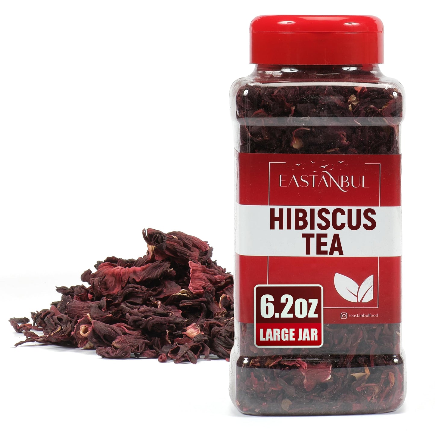 Eastanbul Hibiscus Tea Loose Leaf, 6.2oz, Mediterranean Hibiscus Flower Tea, Jamaica Leaves, Flor de Jamaica, Dried, Natural, Caffeine Free, Vegan