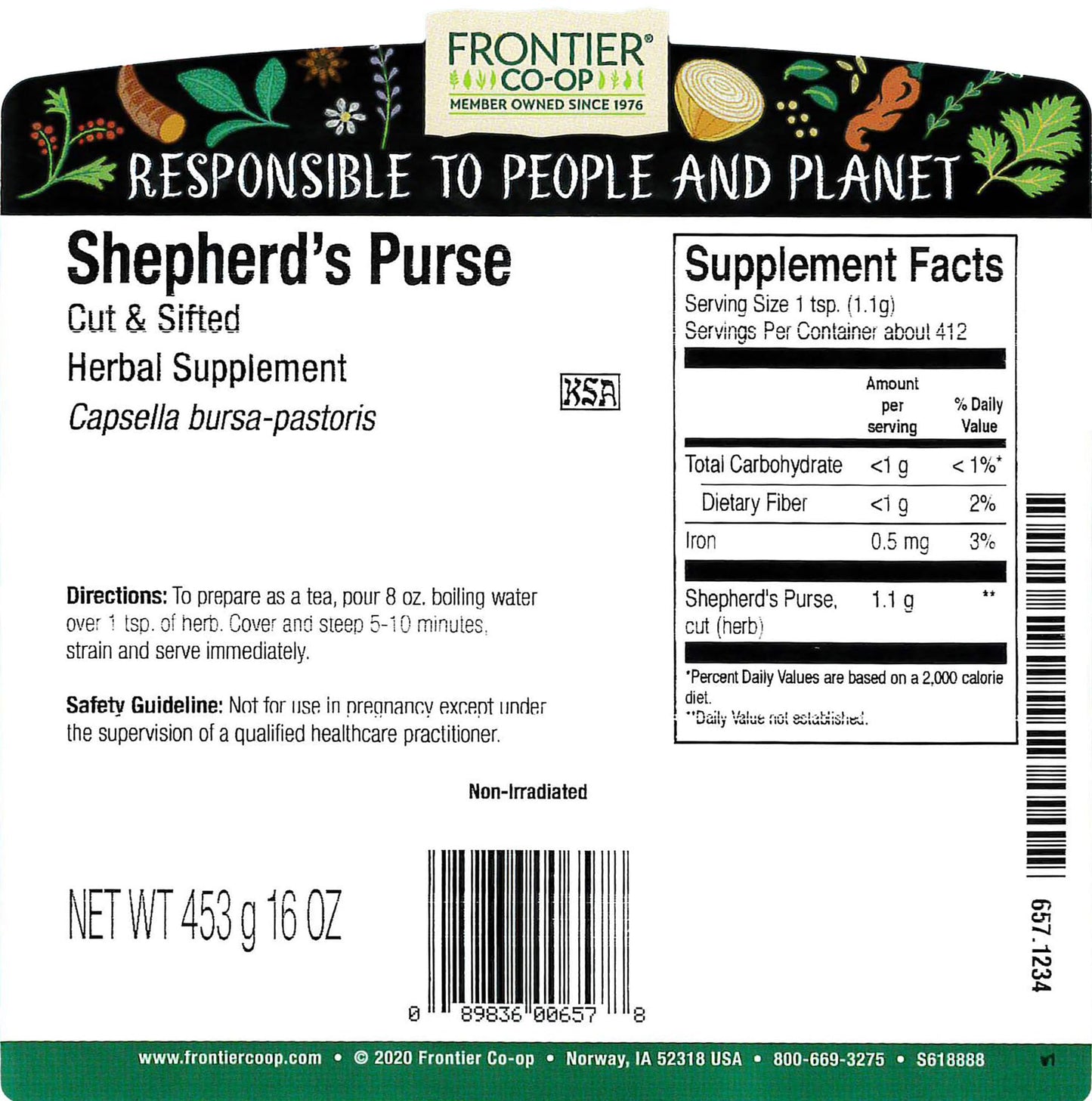 Frontier Co-op Cut and Sifted Shepherd's Purse Herb 1lb