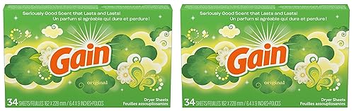 Gain Dryer Sheets - Original - 34 Sheets Per Box - Pack of 2 Boxes