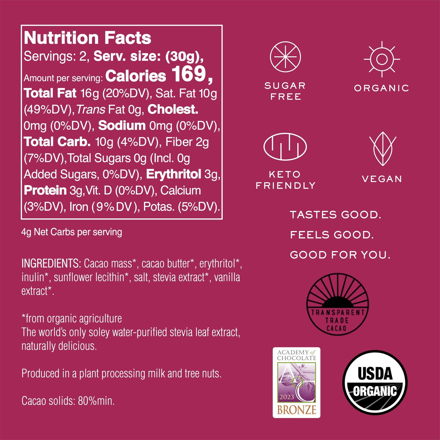 NOMOSU | Organic 80% Dark Chocolate Bar | 60g | 10 Pack | Sugar Free | USDA Organic | Keto & Low Carb Friendly | Vegan | Smooth Bold Flavor | Guilt