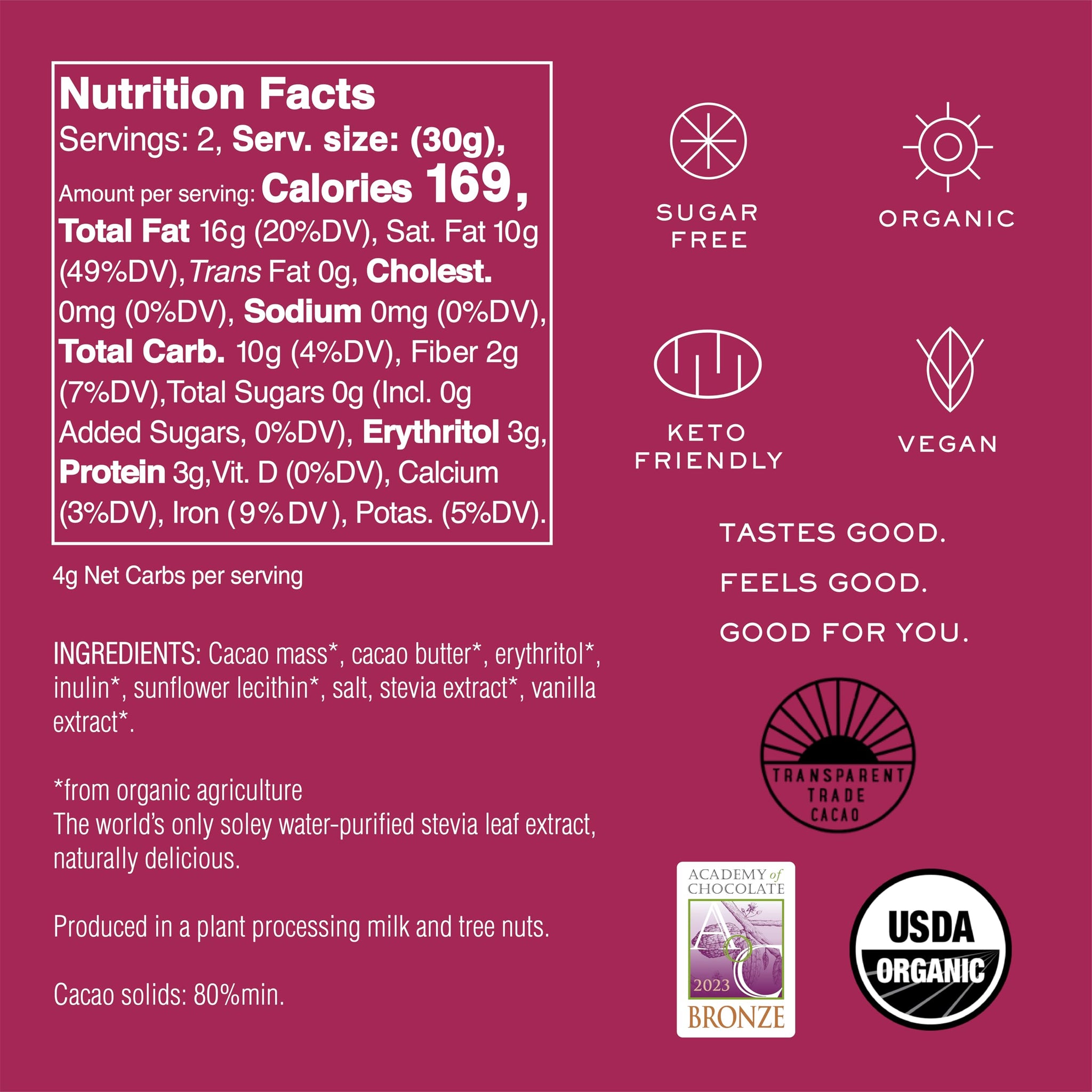 NOMOSU | Organic 80% Dark Chocolate Bar | 60g | 10 Pack | Sugar Free | USDA Organic | Keto & Low Carb Friendly | Vegan | Smooth Bold Flavor | Guilt