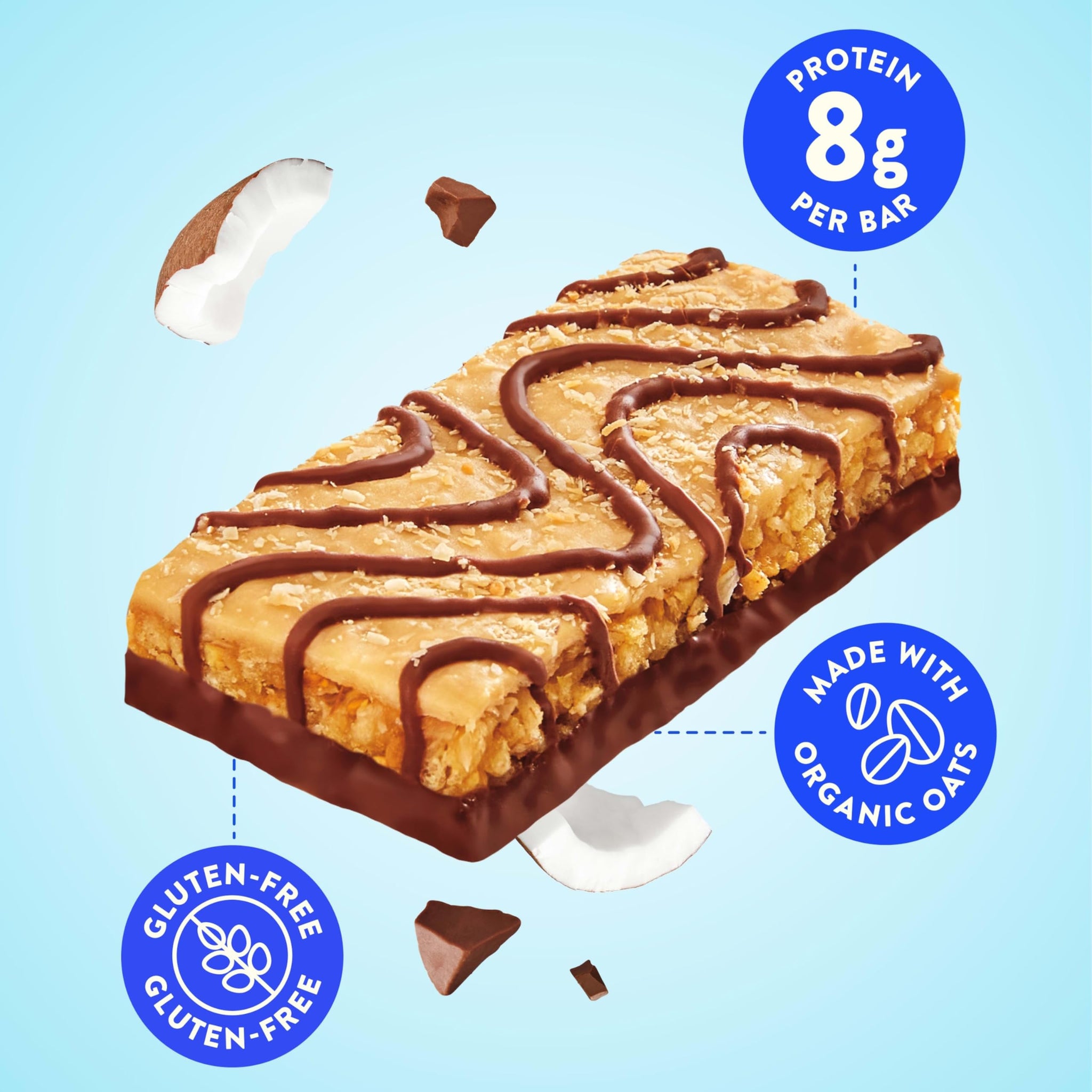 LUNA Bar - Chocolatey Dipped Coconut Flavor - Gluten Free Snack Bars - Non-GMO - Protein Bars - Made with Organic Oats (6 Pack)